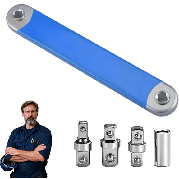 PRO Offset Extension Wrench Set, 15-Inch Impact Ready Tight Reach Tool, with 1/2", 1/4" & 3/8" Square Drive Adapters, High Torque Wrench Extender Tool, for Hard-to-Reach Spaces (Short)