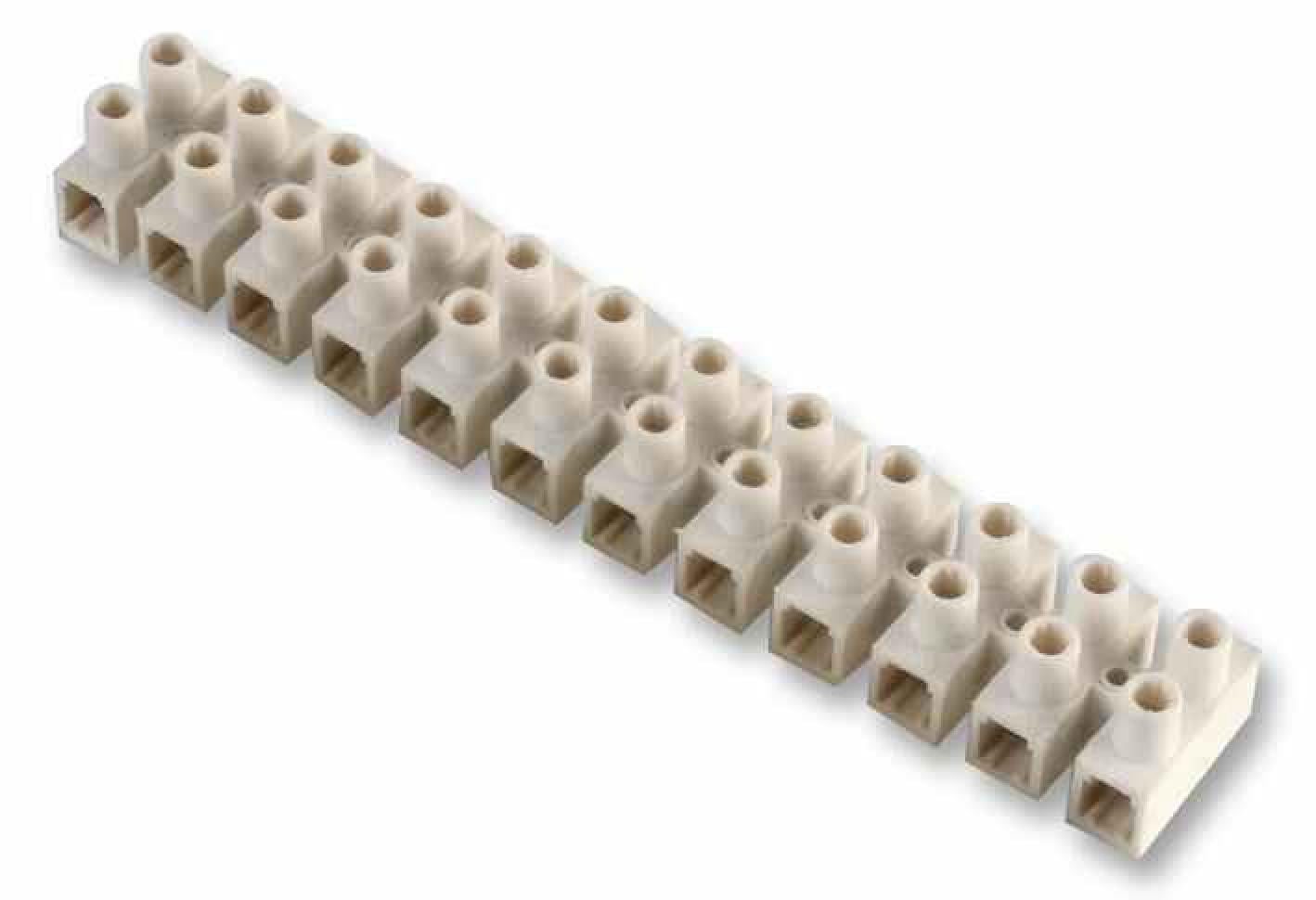 PRO POWER - 12-Way Terminal Block, 30A, Nylon, White