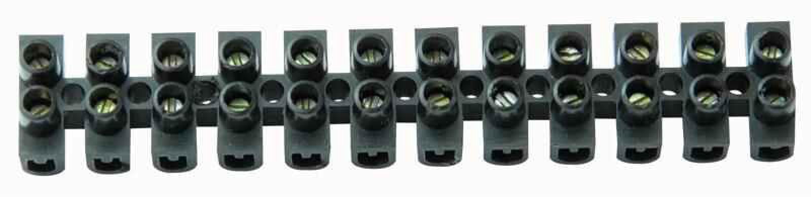 PRO POWER - 12-Way Terminal Block, 30A, Polyethylene, Black