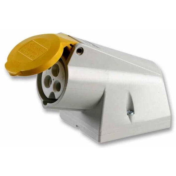 PRO POWER - 16A, 110V, Surface Mount CEE Socket, 2P+E, Yellow, IP44
