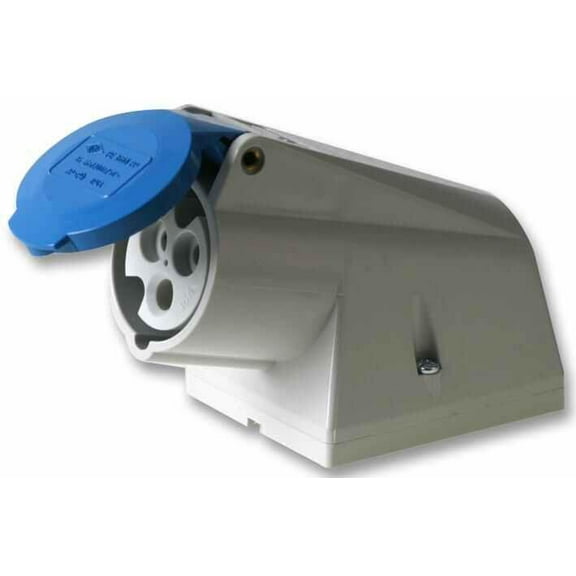 PRO POWER - 16A, 240V, Surface Mount CEE Socket, 2P+E, Blue, IP44