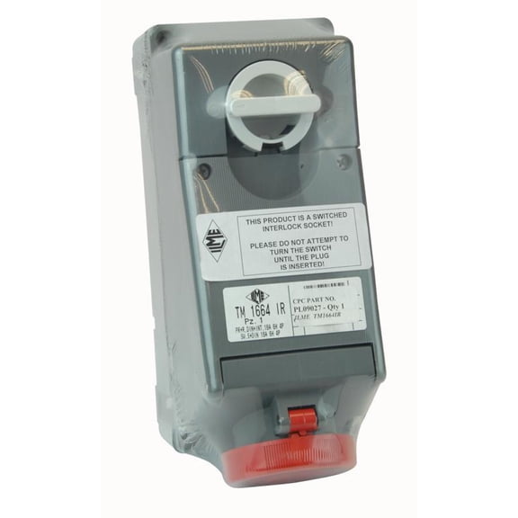 PRO POWER - 16A, 415V, Heavy Duty Switched Interlocked CEE Socket, 3P+E, Red