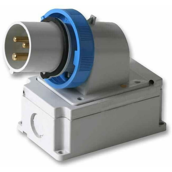 PRO POWER - 32A, 240V, Surface Mount CEE Appliance Inlet, 2P+E, Blue, IP67