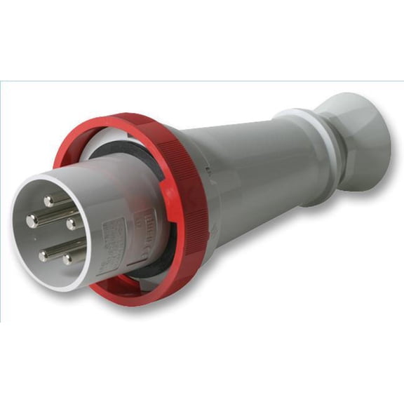 PRO POWER - 63A, 415V, Cable Mount CEE Plug, 3P+N+E, Red, IP67