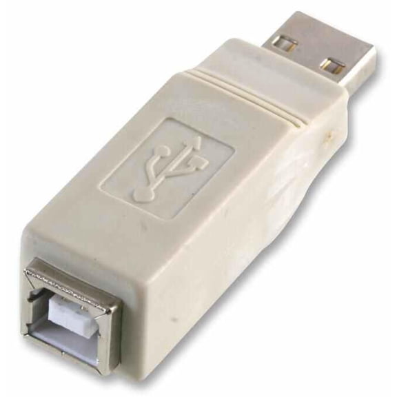 PRO POWER - USB 2.0 A Plug to USB 2.0 B Socket Adaptor, Light Grey