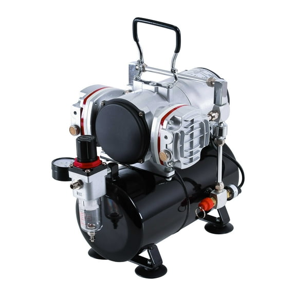 Airbrush-Depot Model TC-828, High-Performance Twin Cylinder Piston Air Compressor with Tank