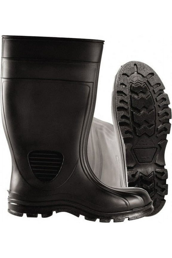 Unisex Size 11 Medium Width Steel Work Boot Black, PVC Upper, 15" High, Non-Slip, Waterproof