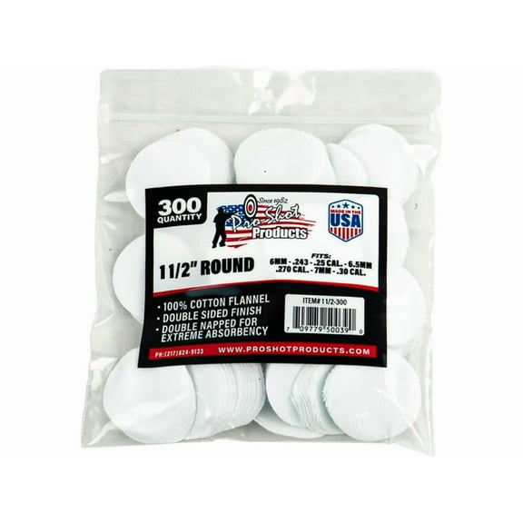 PRO-SHOT COTTON FLANNEL POUCHES 1.5" ROUND 6MM-30 CALIBER