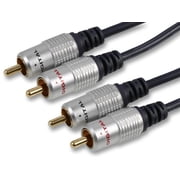 PRO SIGNAL - 1m Black 2x Phono RCA Plugs to 2x Phono RCA Plugs HQ Lead
