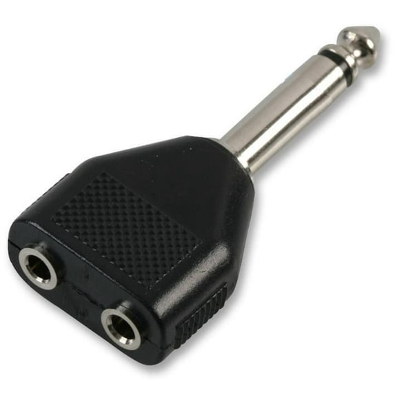 PRO SIGNAL 2x 3.5mm Mono Jack Sockets to 1x 6.35mm Mono Jack Plug Splitter