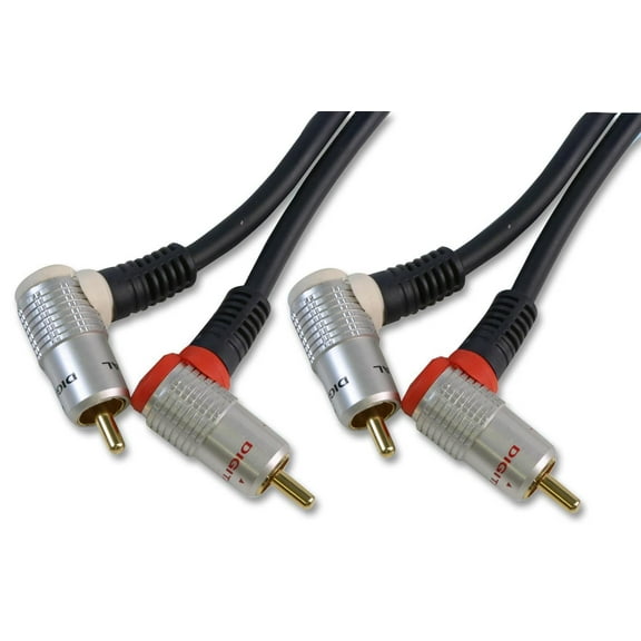 PRO SIGNAL - 2x Right Angled Phono (RCA) Male to Male Lead, 1.5m Black