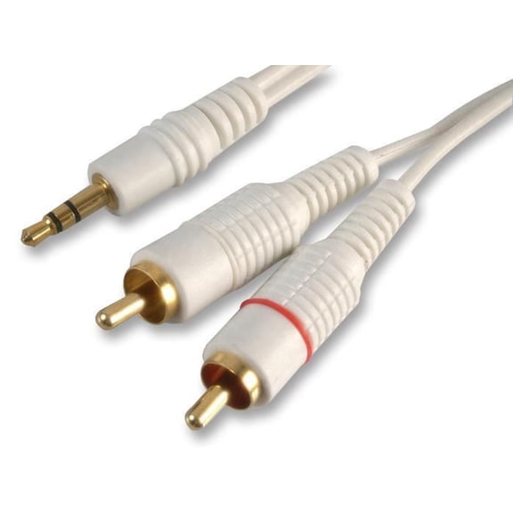 PRO SIGNAL - 3.5mm Stereo Jack Plug to 2x Phono (RCA) Plugs Lead, 3m White