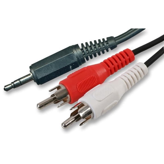 PRO SIGNAL - 3.5mm Stereo Jack Plug to 2x Phono (RCA) Plugs Lead, 5m Black