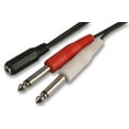 thumbnail image 1 of PRO SIGNAL - 3.5mm Stereo Jack Socket to 2x 6.35mm Mono Jack Lead, 150mm Black, 1 of 1