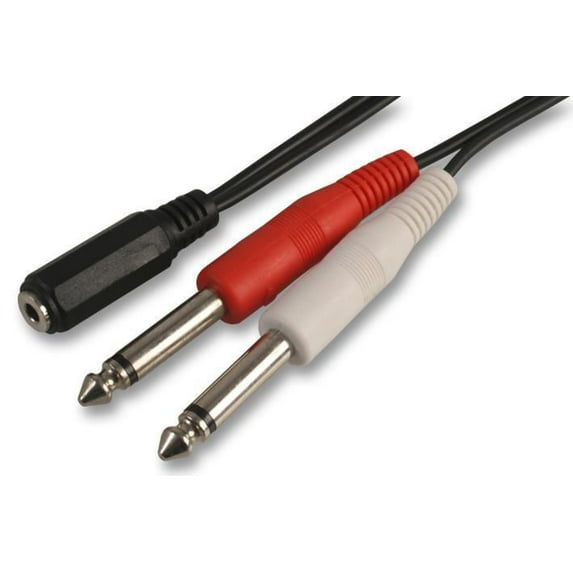 PRO SIGNAL - 3.5mm Stereo Jack Socket to 2x 6.35mm Mono Jack Lead, 150mm Black