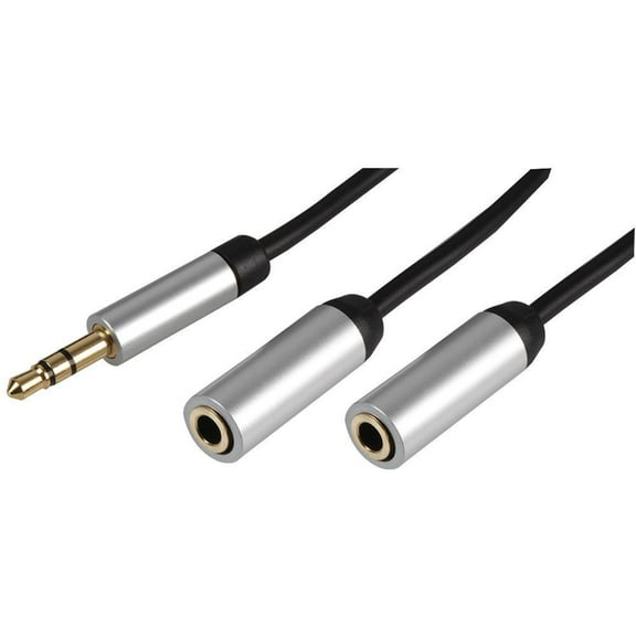 PRO SIGNAL 3.5mm Stereo to 2x 3.5mm Stereo Socket Splitter Lead, 7.5m Black