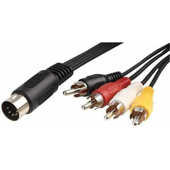 PRO SIGNAL - 5 Pin 180 Degree DIN Male to 4x Phono (RCA) Male Lead, 1.2m Black