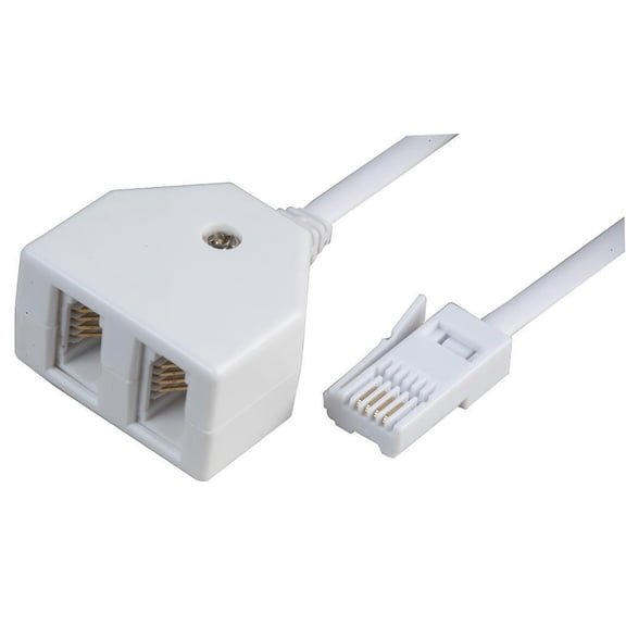 PRO SIGNAL - BT Plug to Double Socket Telephone Extension Lead, 3m