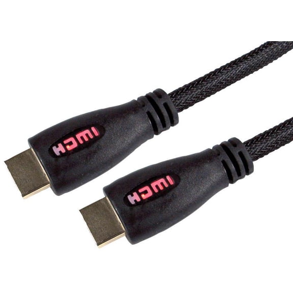 PRO SIGNAL High Speed HDMI Lead Male to Male, Red LED Display, Braided, 2m Black