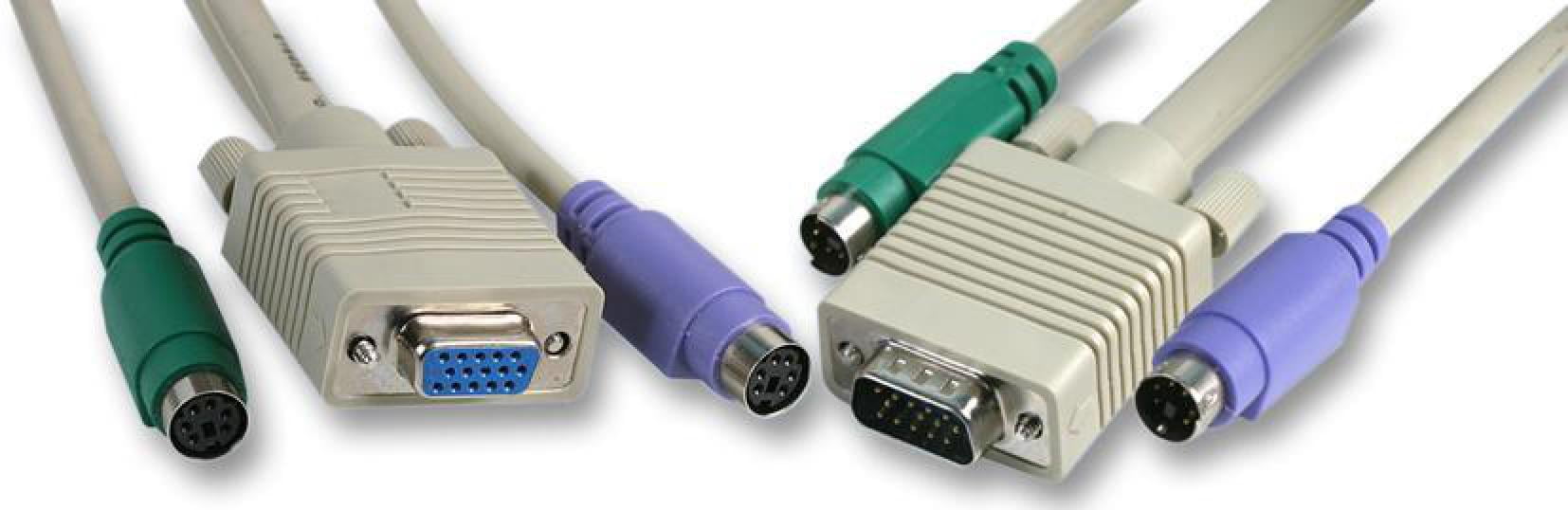 PRO SIGNAL Male to Female VGA + 2x PS/2 KVM Extension Lead, 2m