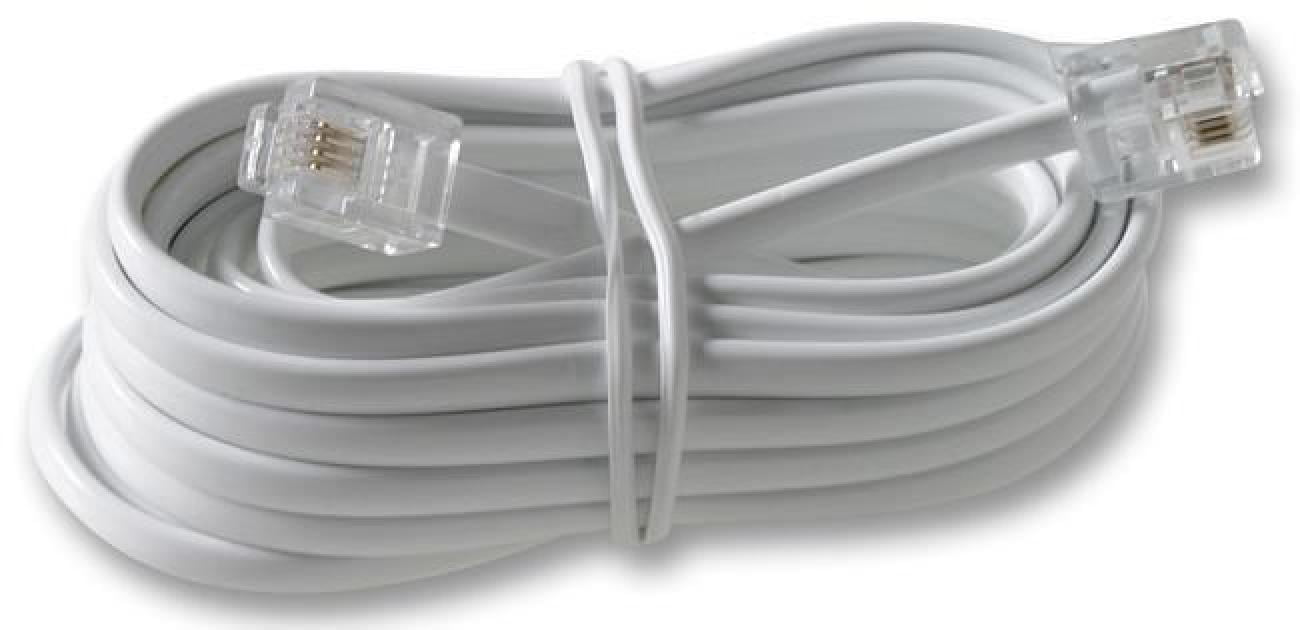 PRO SIGNAL - RJ11 Male to Male Broadband / ADSL Modem Lead, 5m White