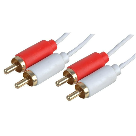 PRO SIGNAL - Slim 2x Phono (RCA) Plug to 2x Phono Plug Lead, 0.5m White