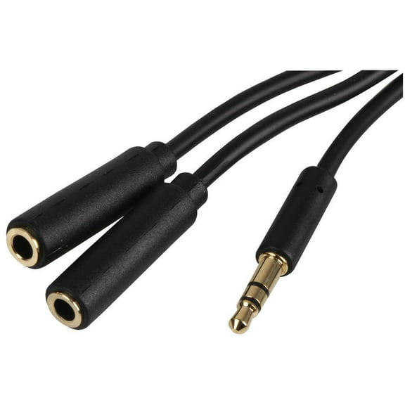 PRO SIGNAL - Slim 3.5mm Stereo Plug to 2x 3.5mm Stereo Socket Splitter Lead, 3m