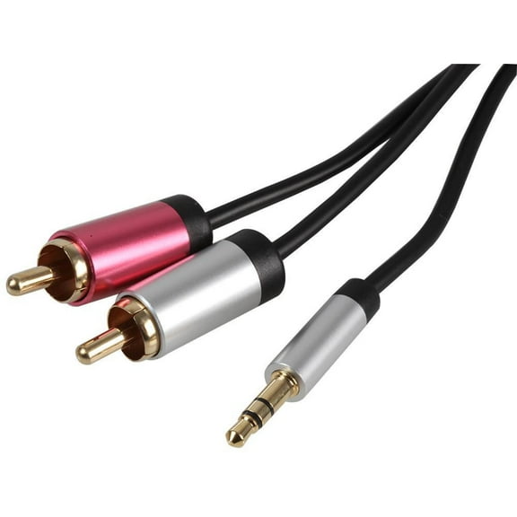 PRO SIGNAL Slim 3.5mm Stereo Plug to 2x Phono (RCA) Plug Lead, 1m Black
