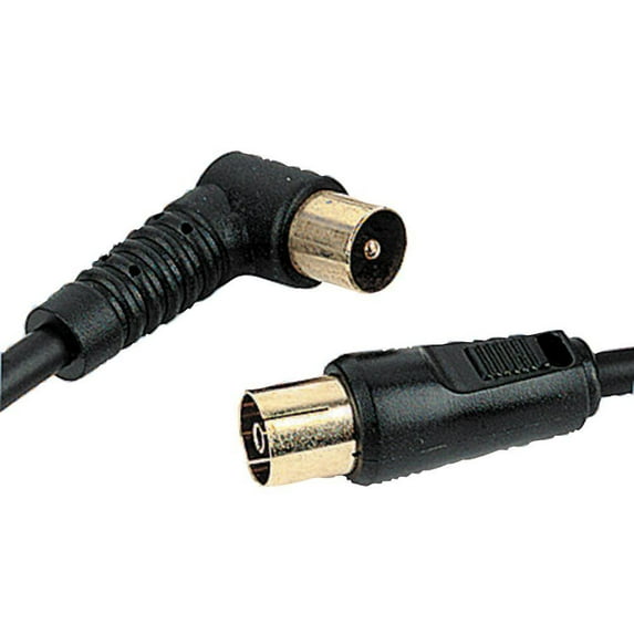 PRO SIGNAL - TV Aerial Coaxial Lead, 90 Degree Male to Female, 1.5m Black