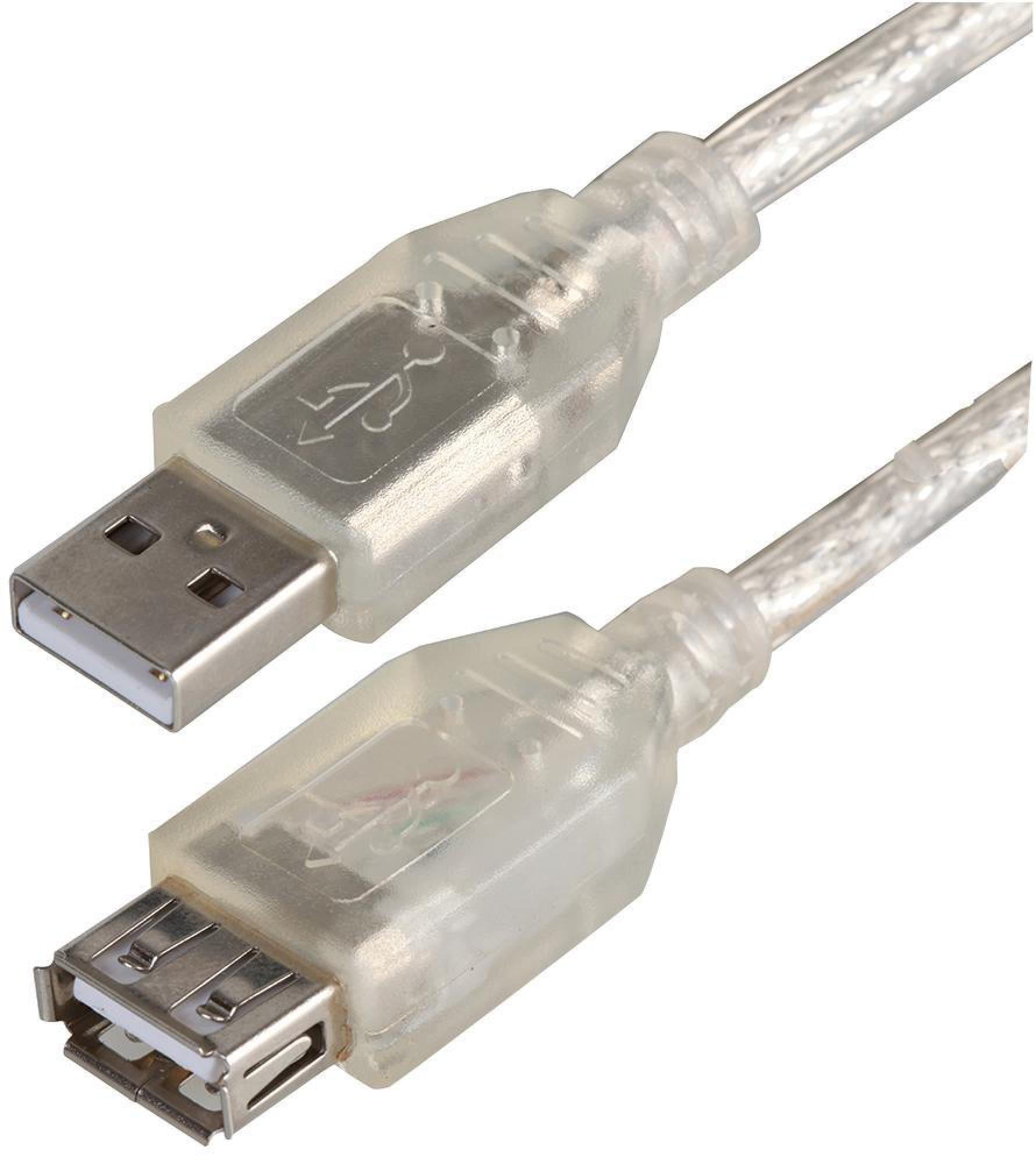 Usb Lead Image PRO SIGNAL - USB 2.0 A Male to Female Lead, 3m Transparent - Walmart.com