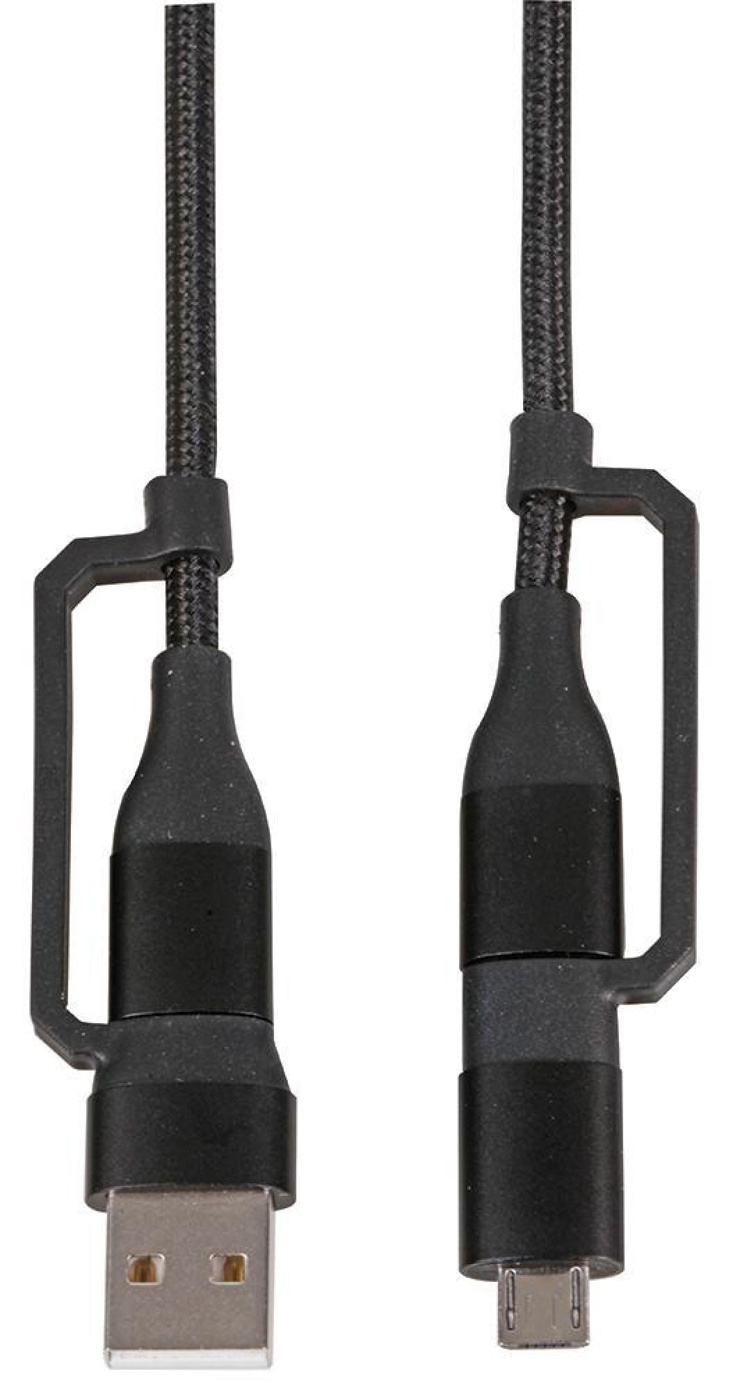 PRO SIGNAL - USB 2.0 Type-C 4-in-1 USB-A / USB-C / Micro USB Lead, 1m Black