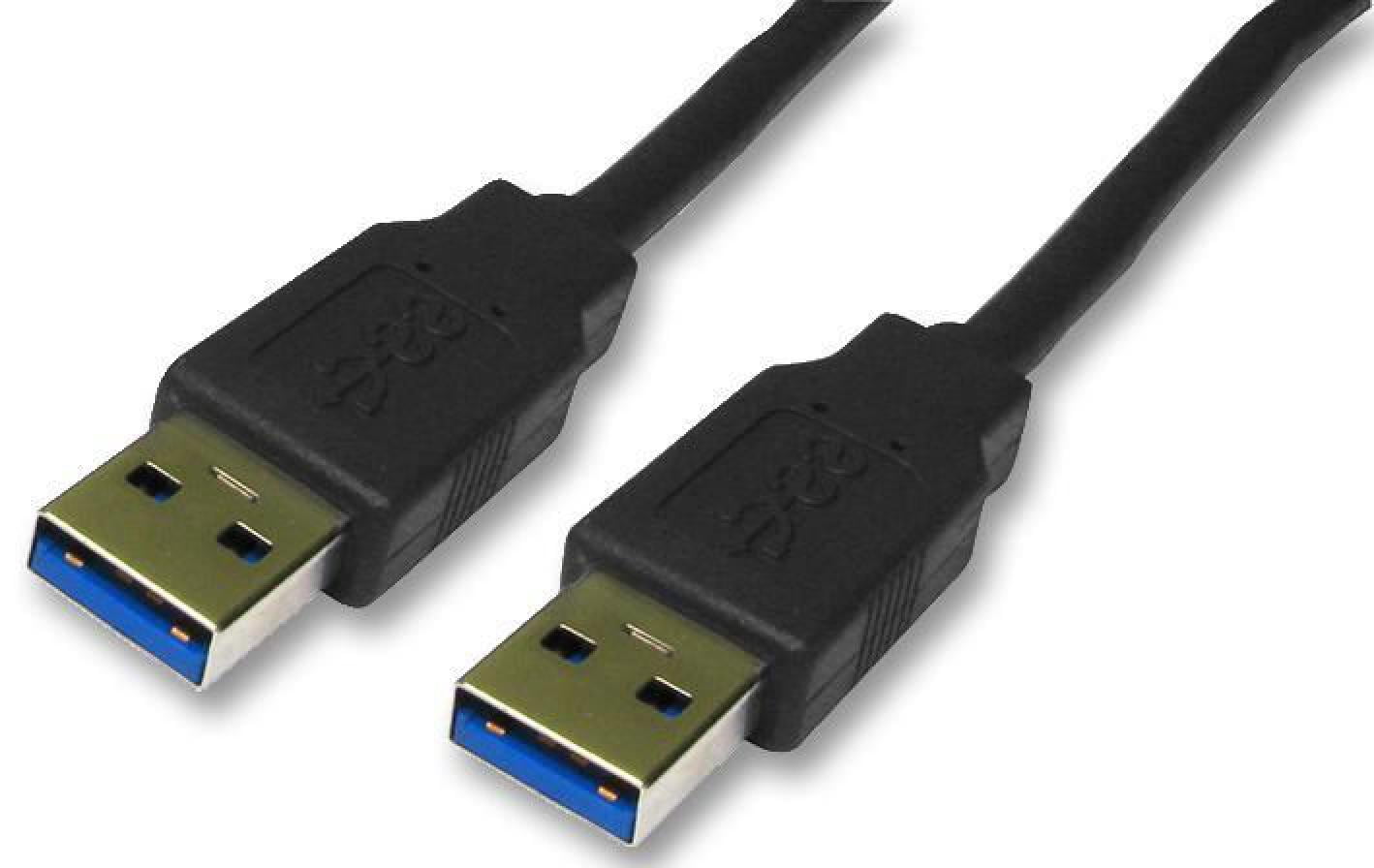 Câble USB 3.0 Mâle à Mâle 6 Pieds (1,8 M) - Connecteurs Dorés - Haute Vitesse 5 Gbps - Noir