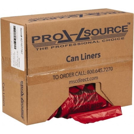 PRO-SOURCE 16 Gal Capacity, Red, Hazardous Waste Bag 1.3 mil Thick x 24" Wide x 31" High, Roll