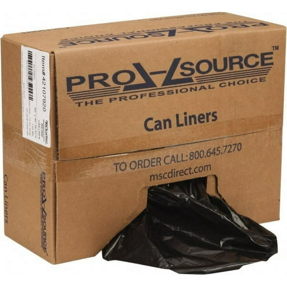 PRO-SOURCE 45 Gal 1.65 mil Heavy-Duty Trash Bag 40" Wide x 46" High, Linear Low-Density Polyethylene (LLDPE), Flat Pack, Black