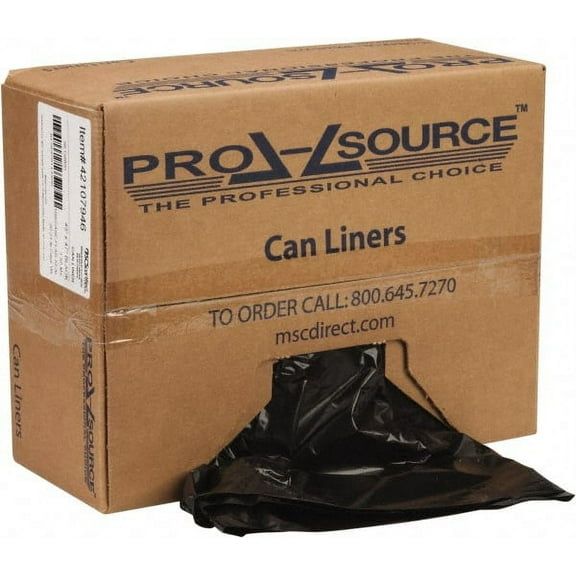 PRO-SOURCE 56 Gal 1.5 mil Heavy-Duty Trash Bag 43" Wide x 47" High, Linear Low-Density Polyethylene (LLDPE), Flat Pack, Black