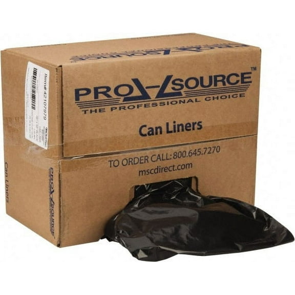 PRO-SOURCE 60 Gal 2 mil Heavy-Duty Trash Bag 38" Wide x 58" High, Linear Low-Density Polyethylene (LLDPE), Flat Pack, Black