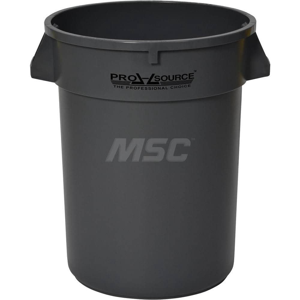 PRO SOURCE 32 Gallon Round Grey Trash Can - Heavy Duty LLDPE Polyethylene Commercial Garbage Can