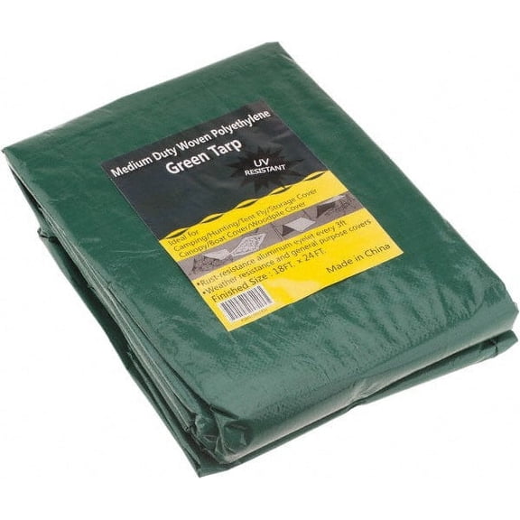 PRO SOURCE Medium-Duty Green Polyethylene Tarp: Waterproof, 24 ft x 18 ft x 9mil