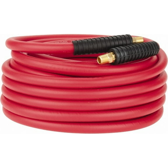 PRO SOURCE Red Hybrid Polymer Multipurpose Air Hose: 300 psi, 1/4" MNPT, 3/8" ID x 50 Feet