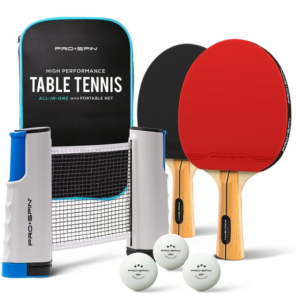 PRO-SPIN All-in-One Portable Ping Pong Set with Retractable Net, High-Performance Ping Pong Paddles, 2-Player Set, Indoor & Outdoor Game
