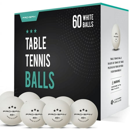 PRO-SPIN Ping Pong Balls, 3-Star White Table Tennis Balls, 60 Count