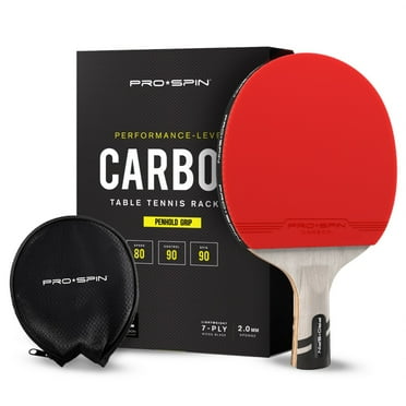 PRO-SPIN Ping Pong Paddle with Carbon Fiber, Penhold Grip, Performance-Level Table Tennis Racket
