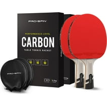 PRO-SPIN Ping Pong Paddle with Carbon Fiber, Performance-Level Table Tennis Racket, 2-Pack (Shakehand Grip)