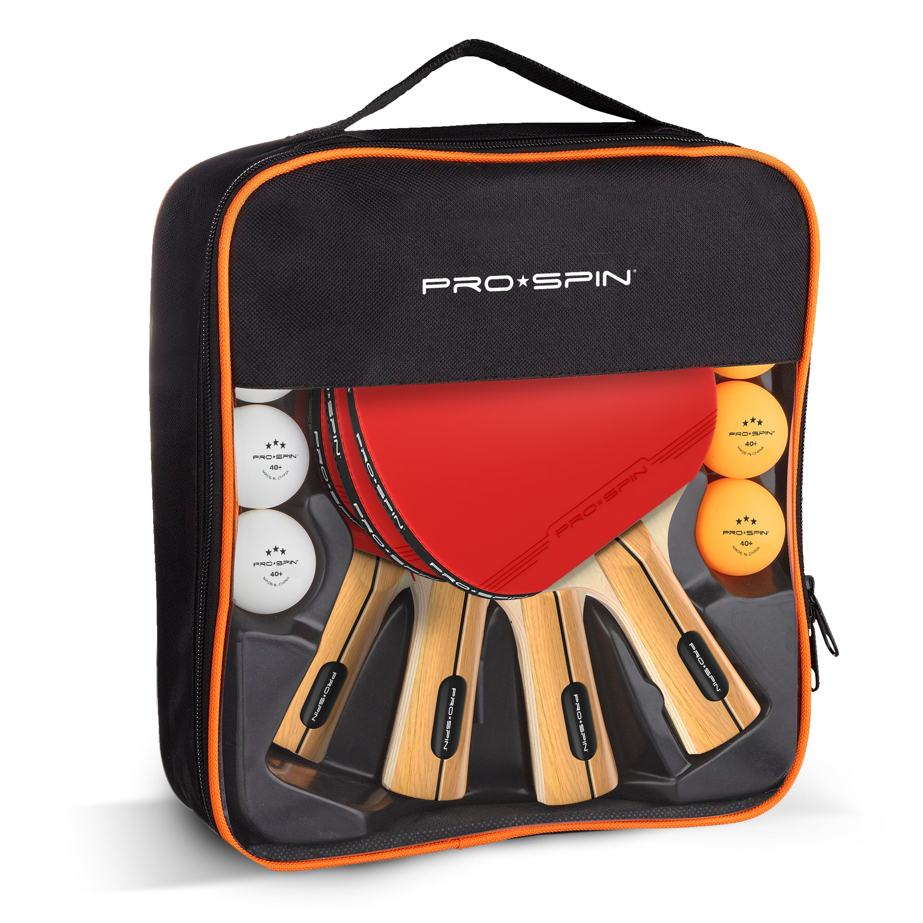 PRO-SPIN Ping Pong Paddles, 4-Player Set, High-Performance Table Tennis  Rackets, 3-Star Ping Pong Balls, Compact Storage Case