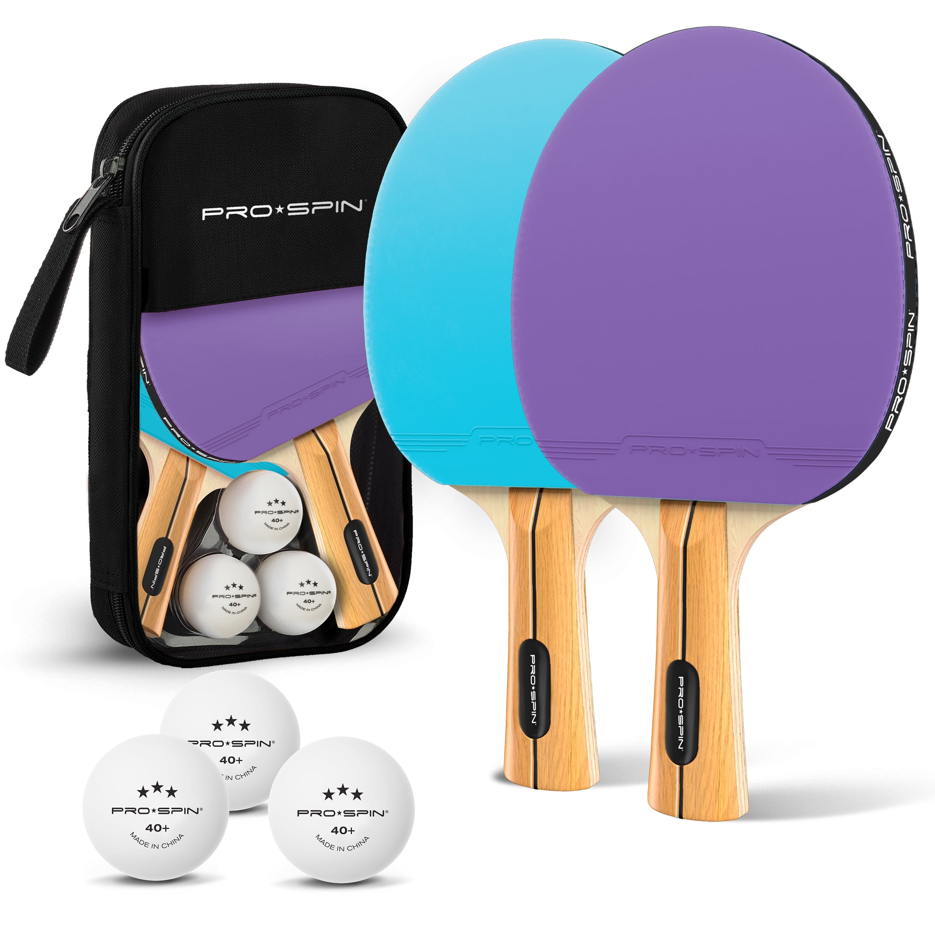 PRO SPIN Ping Pong Paddles - High-Performance Set with Premium Table Tennis Rackets, 3-Star Ping Pong Balls, Compact Storage Case | Professional Quality Ping Pong Paddle Set (2-Player Set)