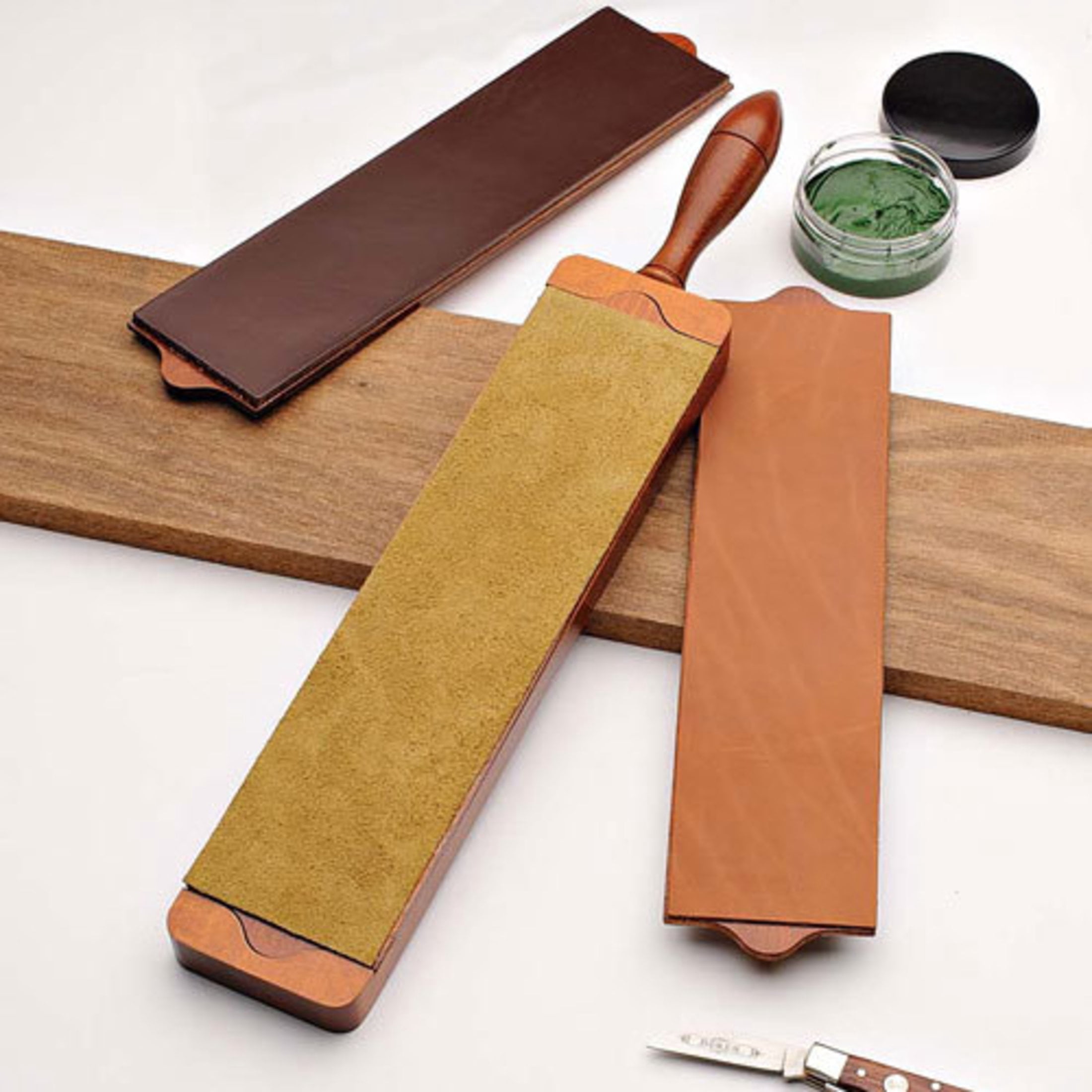 Kings County Tools Leather Strop Knife Sharpening Kit with Dual Leather Surfaces