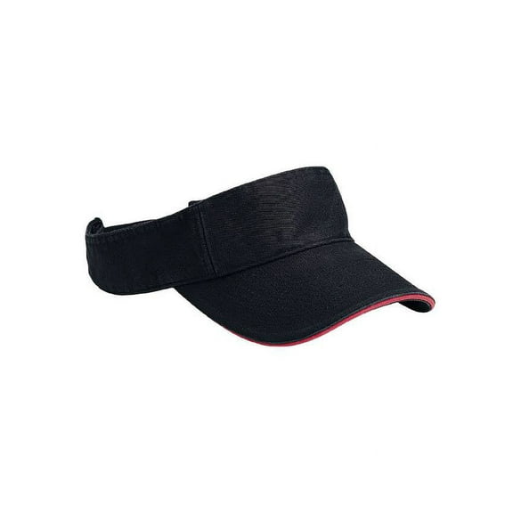 PRO STYLE COTTON TWILL WASHED VISOR - Black/Red