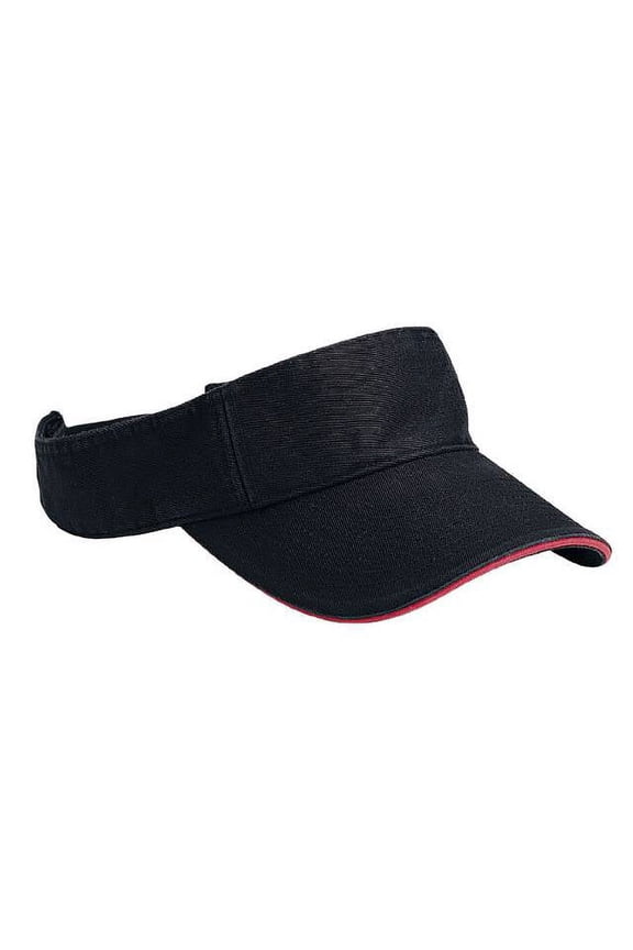 PRO STYLE COTTON TWILL WASHED VISOR - Black/Red