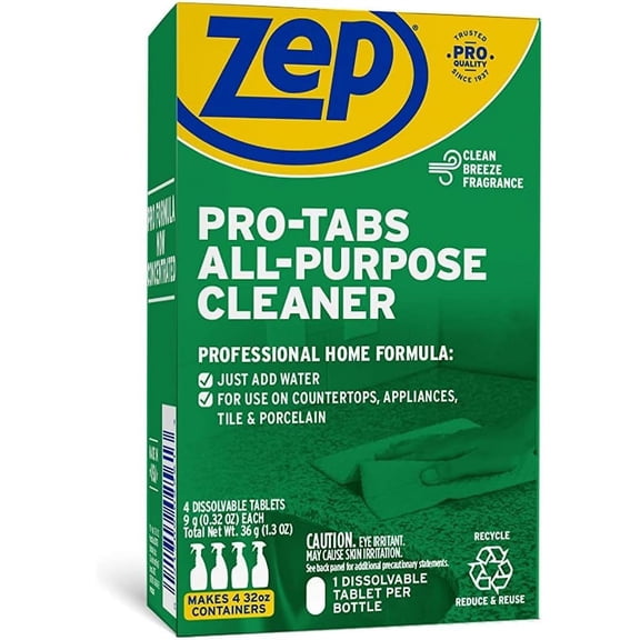 PRO-TABS All Purpose Cleaner Dissolvable Tablets - 4 Tablets - ZUAPCTAB Just Add Water! Environmentally Friendly