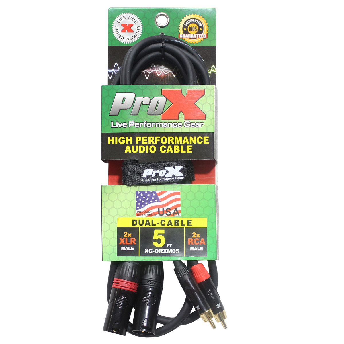 ProX XC-DRXM05 5' Dual RCA-M to Dual XLR3-M Unbalanced High Performance Audio Cable